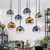 Koyoto hanging light, globe light, pendant light blue, gold, green, clear, 8-light sources