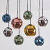 Ripoll hanging light, globe light, pendant light blue, chrome, gold, green, coppery, Smoke-coloured, 8-light sources