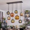Ripoll hanging light, globe light, pendant light blue, chrome, gold, green, coppery, Smoke-coloured, 8-light sources