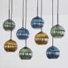 Koyoto hanging light, globe light, pendant light blue, gold, green, 8-light sources