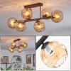 Koyoto ceiling light, globe light Amber, 6-light sources