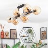 Koyoto ceiling light, globe light Amber, 10-light sources