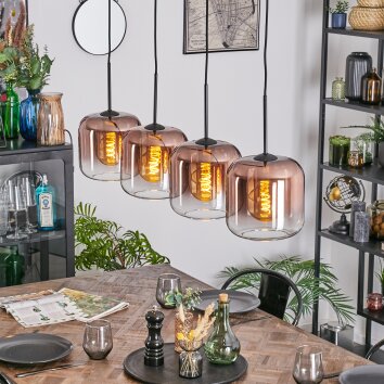 Lauden hanging light, pendant light clear, coppery, 4-light sources