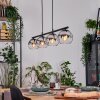 Koyoto hanging light, globe light, pendant light chrome, clear, Smoke-coloured, 4-light sources