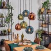 Ripoll hanging light, globe light, pendant light blue, green, coppery, 6-light sources