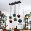 Ripoll hanging light, globe light, pendant light blue, green, coppery, 6-light sources