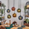 Ripoll hanging light, globe light, pendant light blue, gold, green, coppery, 6-light sources