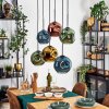 Ripoll hanging light, globe light, pendant light blue, gold, green, coppery, 6-light sources