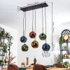 Ripoll hanging light, globe light, pendant light blue, gold, green, coppery, 6-light sources