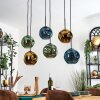 Ripoll hanging light, globe light, pendant light blue, gold, green, 6-light sources