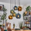 Ripoll hanging light, globe light, pendant light blue, gold, green, 6-light sources