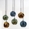 Ripoll hanging light, globe light, pendant light blue, gold, green, 6-light sources