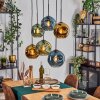 Ripoll hanging light, globe light, pendant light blue, gold, green, 6-light sources