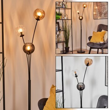 Koyoto globe light, floor lamp Amber, clear, Smoke-coloured, 3-light sources