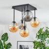 Gastor ceiling light, globe light Amber, Smoke-coloured, 5-light sources