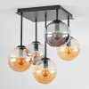 Gastor ceiling light, globe light Amber, Smoke-coloured, 5-light sources