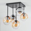 Gastor ceiling light, globe light Amber, clear, Smoke-coloured, 5-light sources
