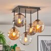 Gastor ceiling light, globe light Amber, clear, Smoke-coloured, 5-light sources