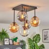 Gastor ceiling light, globe light Amber, clear, Smoke-coloured, 5-light sources