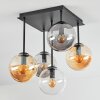 Gastor ceiling light, globe light Amber, clear, Smoke-coloured, 5-light sources