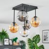 Gastor ceiling light, globe light Amber, clear, Smoke-coloured, 5-light sources