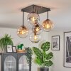 Gastor ceiling light, globe light Amber, clear, Smoke-coloured, 5-light sources