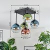 Gastor ceiling light, globe light blue, green, clear, coppery, 5-light sources
