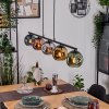 Ripoll hanging light, globe light, pendant light blue, chrome, gold, green, coppery, Smoke-coloured, 5-light sources