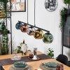 Ripoll hanging light, globe light, pendant light blue, chrome, gold, green, coppery, Smoke-coloured, 5-light sources