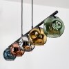 Ripoll hanging light, globe light, pendant light blue, chrome, gold, green, coppery, Smoke-coloured, 5-light sources