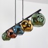 Ripoll hanging light, globe light, pendant light blue, gold, green, coppery, 5-light sources