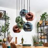 Ripoll hanging light, globe light, pendant light blue, green, coppery, 6-light sources