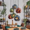 Ripoll hanging light, globe light, pendant light blue, green, coppery, 6-light sources