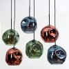 Ripoll hanging light, globe light, pendant light blue, green, coppery, 6-light sources