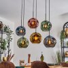 Ripoll hanging light, globe light, pendant light blue, gold, green, coppery, 6-light sources