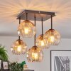 Koyoto ceiling light, globe light Amber, clear, 5-light sources