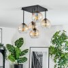 Koyoto ceiling light, globe light Amber, clear, 5-light sources