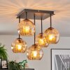 Koyoto ceiling light, globe light Amber, 5-light sources