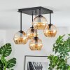 Koyoto ceiling light, globe light Amber, 5-light sources