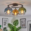 Koyoto ceiling light, globe light 37 cm blue, gold, green, clear, 3-light sources
