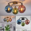 Gastor ceiling light, globe light 37 cm blue, green, coppery, 3-light sources