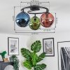 Gastor ceiling light, globe light 37 cm blue, green, coppery, 3-light sources
