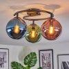 Gastor ceiling light, globe light 37 cm blue, green, coppery, 3-light sources