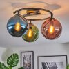 Gastor ceiling light, globe light 37 cm blue, green, coppery, 3-light sources