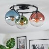 Gastor ceiling light, globe light 37 cm blue, green, clear, coppery, 3-light sources