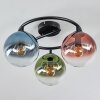 Gastor ceiling light, globe light 37 cm blue, green, clear, coppery, 3-light sources
