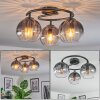 Koyoto ceiling light, globe light 37 cm clear, Smoke-coloured, 3-light sources