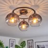 Koyoto ceiling light, globe light 37 cm clear, Smoke-coloured, 3-light sources