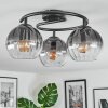 Koyoto ceiling light, globe light 37 cm clear, Smoke-coloured, 3-light sources