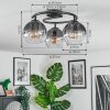 Koyoto ceiling light, globe light 37 cm clear, Smoke-coloured, 3-light sources